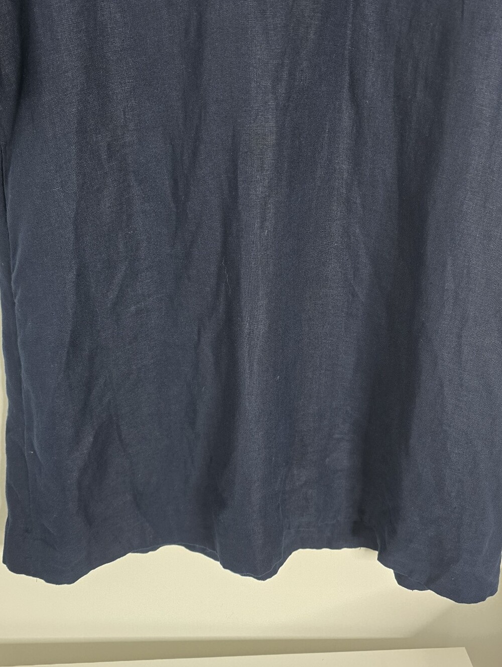 Chico's Navy Blue Embroidered Beaded Linen Tunic Dress Boho Size 1 US 8 Pockets - Picture 3 of 15